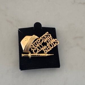 Gold Nurses Call the Shots Brooch